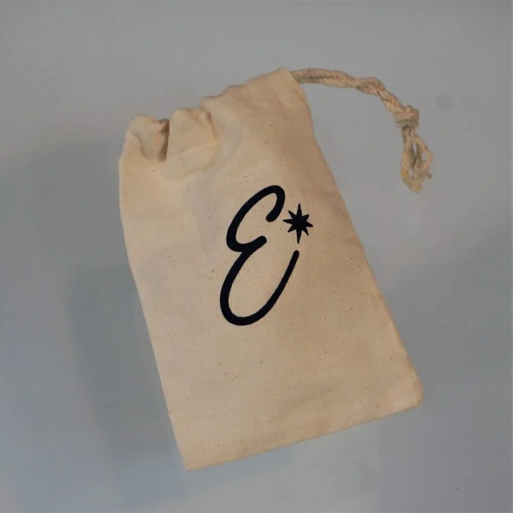 E Silver Jewelry Pouch Bleached Linen Drawstring Dust Bag Gift Bag